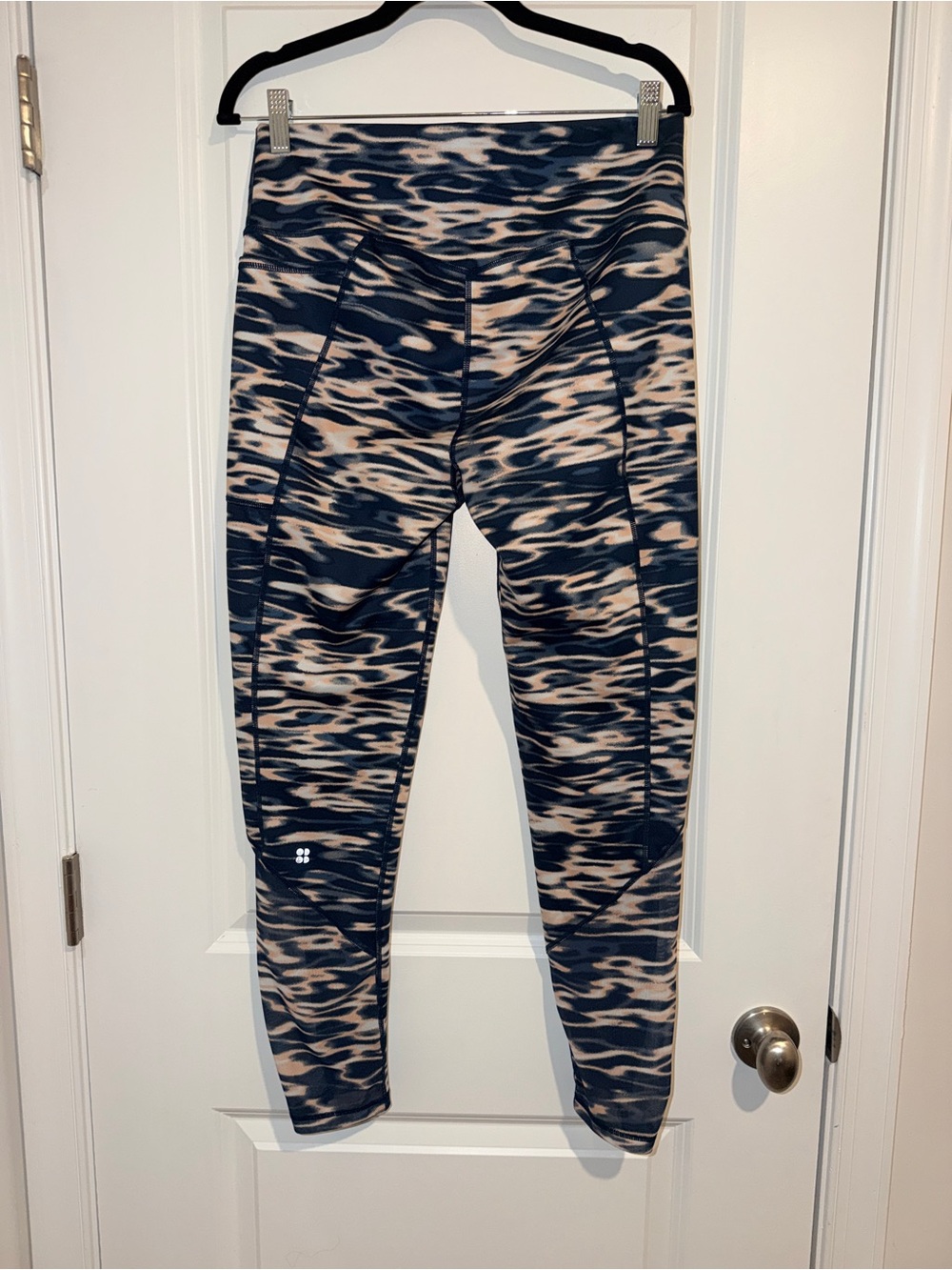 Sweaty Betty Sculpt Yoga Leggings 7/8 Length Stellar Blue Water Print, Size XL - Picture 7 of 12
